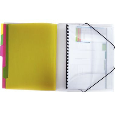 Trieur 12 compartiments en polypropylène Color Fresh 3 rabats + élastiques, coloris aléatoires