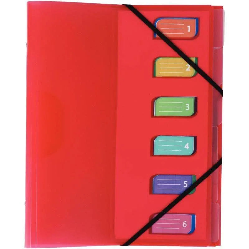 Trieur 6 compartiments en polypropylène Color Fresh 3 rabats + élastiques, coloris aléatoires - Ma Rentrée Facile