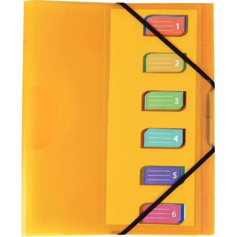 Trieur 6 compartiments en polypropylène Color Fresh 3 rabats + élastiques, coloris aléatoires - Ma Rentrée Facile