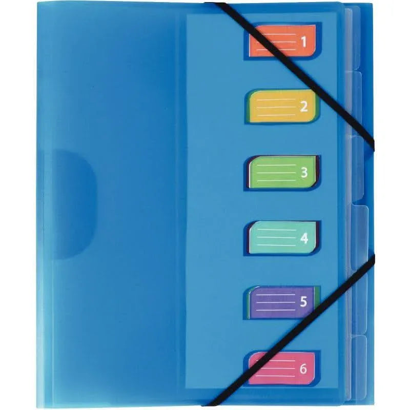 Trieur 6 compartiments en polypropylène Color Fresh 3 rabats + élastiques, coloris aléatoires - Ma Rentrée Facile