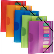 Trieur 8 compartiments en polypropylène Color Fresh 3 rabats + élastiques, coloris aléatoires