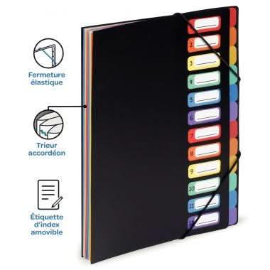 Trieur extensible en polypro 12 compartiments Rainbow Class Viquel - Ma Rentrée Facile