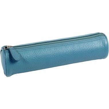 Trousse ronde en cuir bleu QUO VADIS - Ma Rentrée Facile